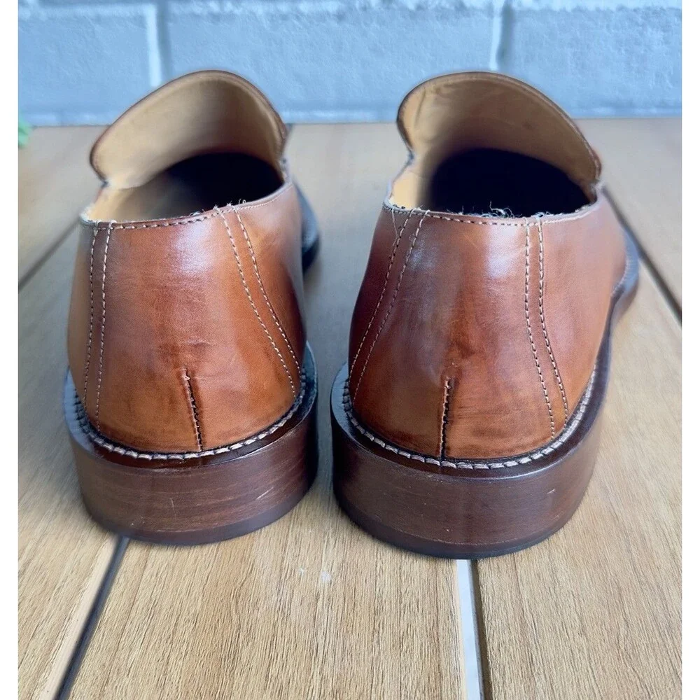 Cole Haan Men’s 8.5 M Brown Leather Square Toe Slip On Loafers Made Italy